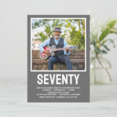 Moderne ZEVENTY Foto 70th Birthday Party Kaart (Staand voorkant)