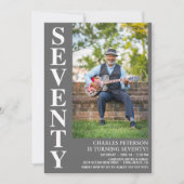 Moderne ZEVENTY Foto 70th Birthday Party Kaart (Voorkant)