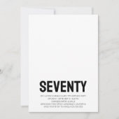 Moderne ZEVENTY Foto 70th Birthday Party Kaart (Voorkant)