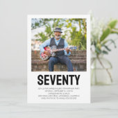 Moderne ZEVENTY Foto 70th Birthday Party Kaart (Staand voorkant)