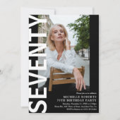 Moderne ZEVENTY Foto 70th Birthday Party Kaart (Voorkant)