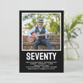 Moderne ZEVENTY Foto 70th Birthday Party Kaart (Staand voorkant)