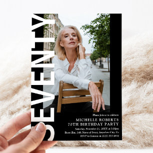 Moderne ZEVENTY Foto 70th Birthday Party Kaart