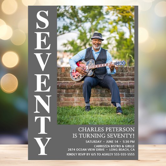 Moderne ZEVENTY Foto 70th Birthday Party Kaart
