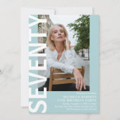 Moderne ZEVENTY Foto 70th Birthday Party Kaart (Voorkant)