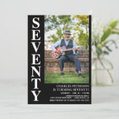 Moderne ZEVENTY Foto 70th Birthday Party Kaart (Staand voorkant)