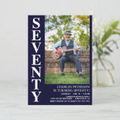 Moderne ZEVENTY Foto 70th Birthday Party Kaart (Staand voorkant)