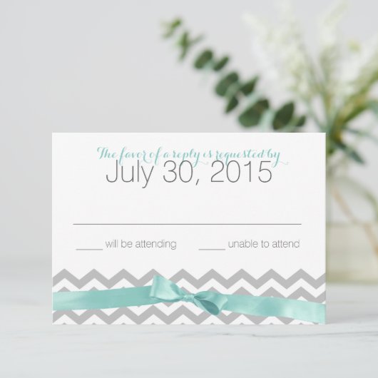 Moderne Zigzag Aqua en Bow Response Kaart (Staand voorkant)