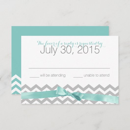 Moderne Zigzag Aqua en Bow Response Kaart (Voorkant / Achterkant)