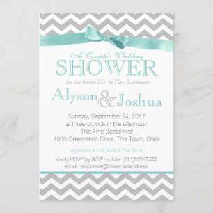 Moderne Zigzag Aqua Trouwdouche Kaart