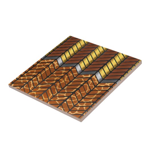 Moderne Zigzag Chevron Giraffe Dierprint Tegeltje (Zijkant)