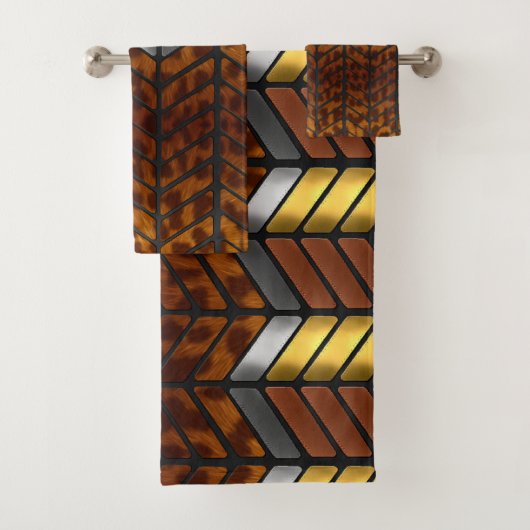 Moderne Zigzag Chevron Jaguar Dierprint Bad Handdoek (Insitu)