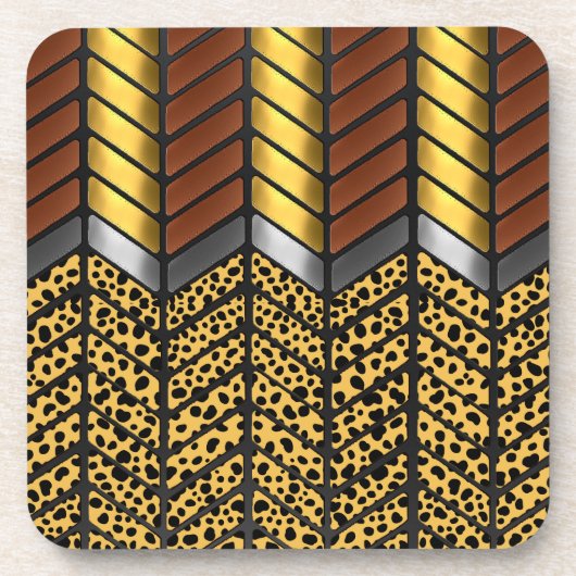 Moderne Zigzag Chevron Luipaard Dierprint Bier Onderzetter (Voorkant)