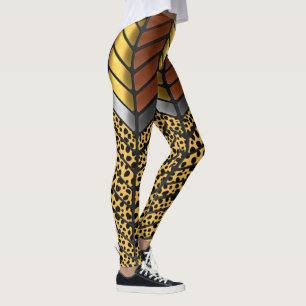 Moderne Zigzag Chevron Luipaard Dierprint Leggings