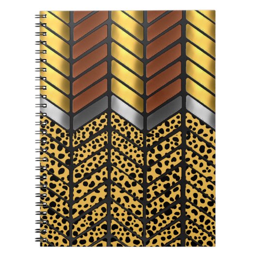 Moderne Zigzag Chevron Luipaard Dierprint Notitieboek (Voorkant)