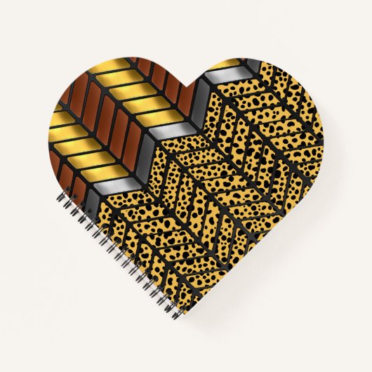 Moderne Zigzag Chevron Luipaard Dierprint Notitieboek (Voorkant)