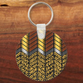 Moderne Zigzag Chevron Luipaard Dierprint Sleutelhanger (Voorkant)