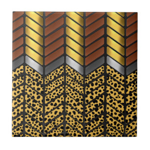 Moderne Zigzag Chevron Luipaard Dierprint Tegeltje
