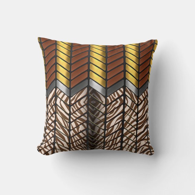 Moderne Zigzag Chevron Witte Tijger Dierprint Kussen (Voorkant)