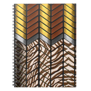 Moderne Zigzag Chevron Witte Tijger Dierprint Notitieboek