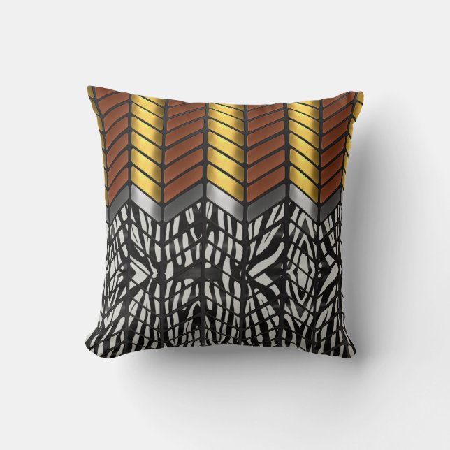 Moderne Zigzag Chevron Zebra Dierprint Kussen (Voorkant)