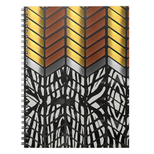 Moderne Zigzag Chevron Zebra Dierprint Notitieboek (Voorkant)