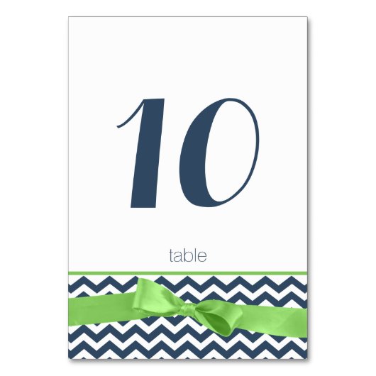 Moderne Zigzag en Limoen Bow Tafelnummer Kaart (Voorkant)
