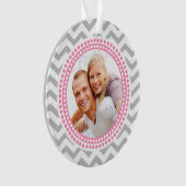Moderne Zigzag en Roze Stippen Foto Ornament (voorkant)