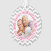 Moderne Zigzag en Roze Stippen Foto Ornament (voorkant)