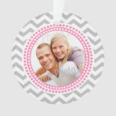 Moderne Zigzag en Roze Stippen Foto Ornament (voorkant)