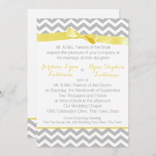 Moderne zigzag gele boog kaart (Voorkant / Achterkant)