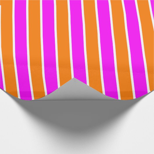 Moderne zigzagstreep Heet Roze Sinaasappel Cadeaupapier (Hoek)