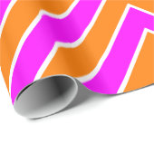 Moderne zigzagstreep Heet Roze Sinaasappel Cadeaupapier (Rol Hoek)
