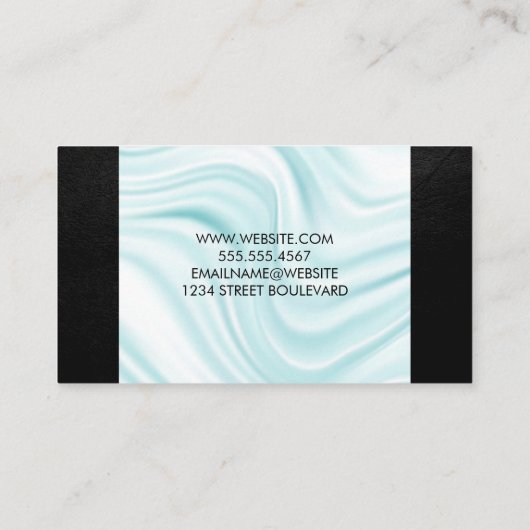 Moderne zijderoute van Monogram | Zwart leder Visitekaartje (Achterkant)