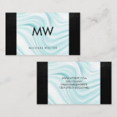 Moderne zijderoute van Monogram | Zwart leder Visitekaartje (Voorkant / Achterkant)