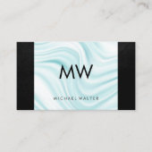 Moderne zijderoute van Monogram | Zwart leder Visitekaartje (Voorkant)