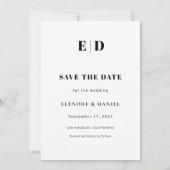 Moderne zijgolf zwart-wit foto bruiloft save the date (Achterkant)