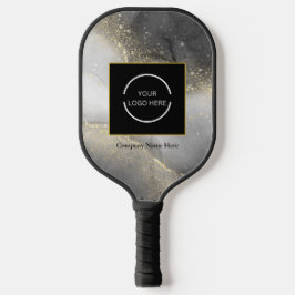 Moderne Zilver en Goud Bedrijfsnaam & Logo Pickleball Paddle