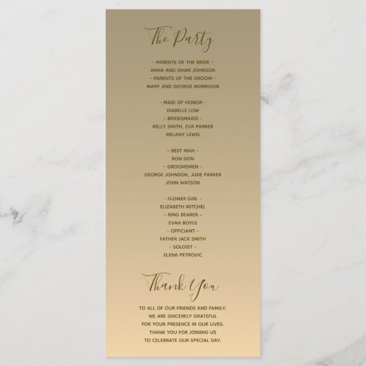 Moderne Zilver en Gouden Folie Royal Monogram Huwe Programmakaart (Achterkant)