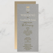 Moderne Zilver en Gouden Folie Royal Monogram Huwe Programmakaart (Voorkant / Achterkant)