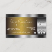 Moderne Zilver en Gouden Gradient Diamanten Graphi Visitekaartje (Achterkant)