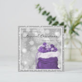 Moderne Zilver en Paarse sterren Magische Kerstmis Feestdagenkaart (Staand voorkant)