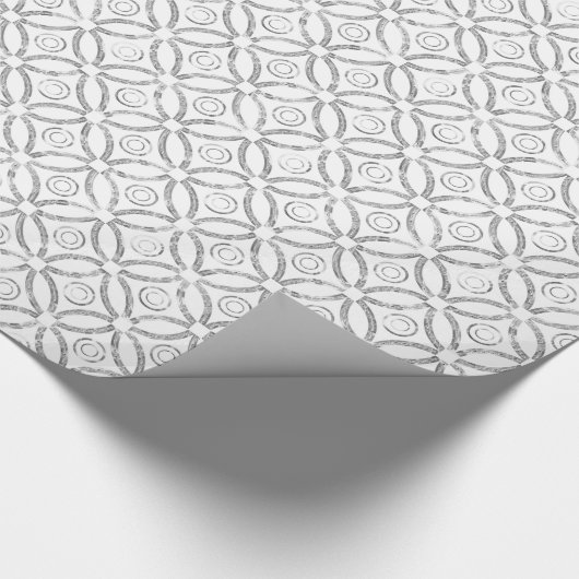 Moderne zilver en witte glitter geometrisch patroo cadeaupapier (Hoek)