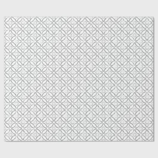 Moderne zilver en witte glitter geometrisch patroo cadeaupapier (Vlak)
