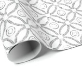 Moderne zilver en witte glitter geometrisch patroo cadeaupapier (Rol Hoek)