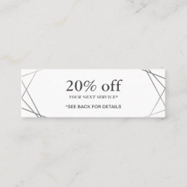 Moderne, zilver, geometrische patroonkorting mini visitekaartje