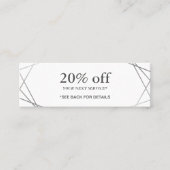 Moderne, zilver, geometrische patroonkorting mini visitekaartje (Voorkant)