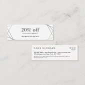 Moderne, zilver, geometrische patroonkorting mini visitekaartje (Voorkant / Achterkant)