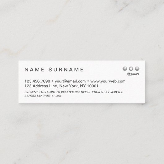 Moderne, zilver, geometrische patroonkorting mini visitekaartje (Achterkant)