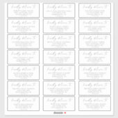 Moderne zilver geschreven huwelijksuitnodiging adr sticker (Vel)